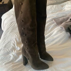 Tom Ford Grey Suede Knee High Boots